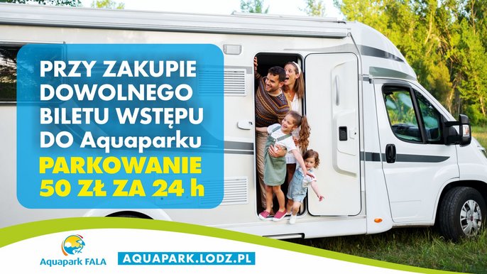 Przy zakupie dowolnego biletu wstępu do Aquaparku Parkowanie 50 zł za 24 h. 