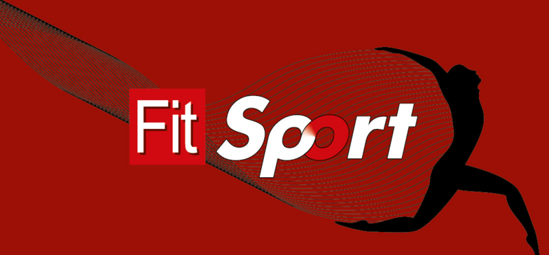 Logo FitSport: na czerwonym tle biały napis FitSport.