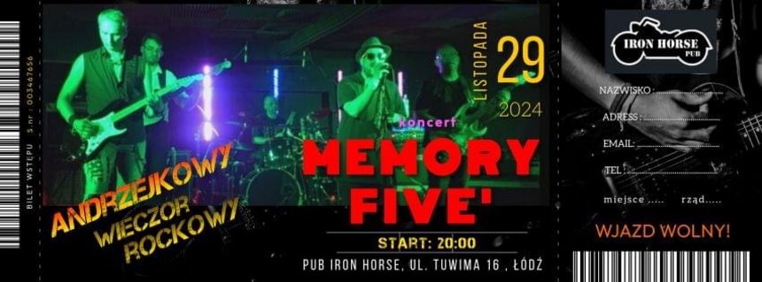 Andrzejkowy Koncert zespołu Memory Five’ w Iron Horse Pub