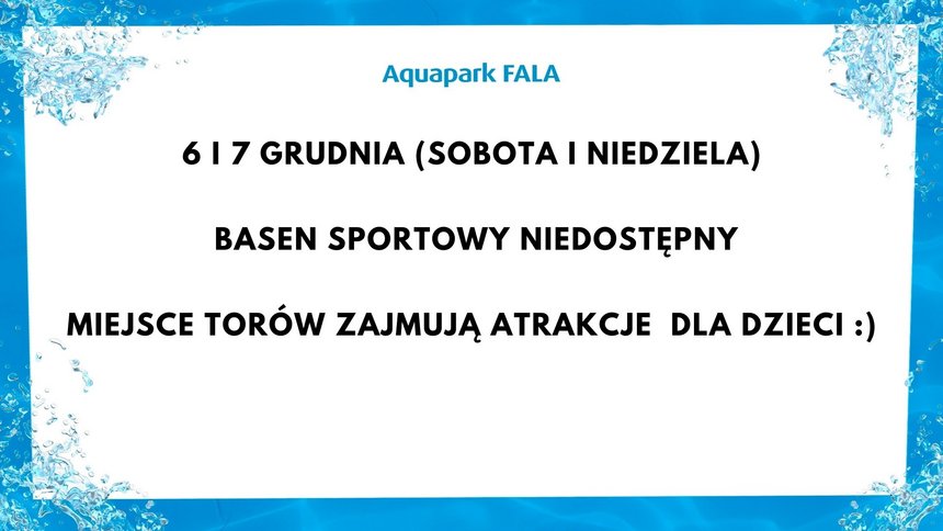 6 i 6 grudnia basen sportowy jest niedostępny