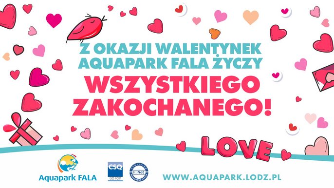 Z okazji Walentynek Aquapark FALA życzy wszystkiego zakochanego! 