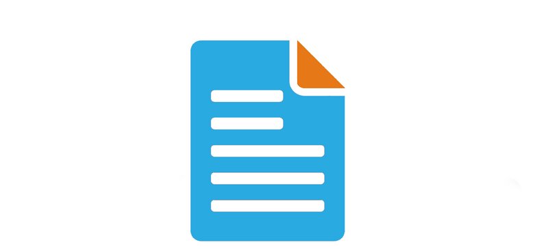 Niebieska ikona pliku z zagiętym prawym górnym rogiem w pomarańczowym kolorze.