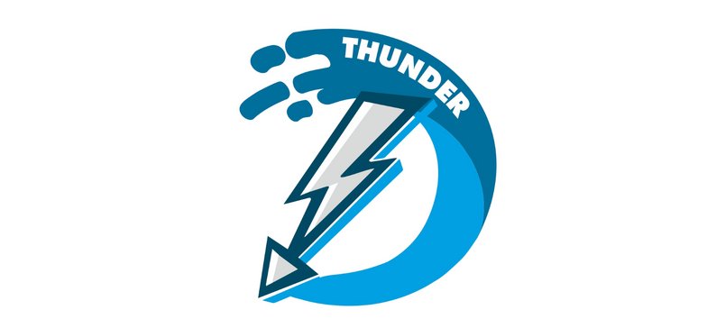 Niebieski logotyp MegaZjeżdżalni Thunder.