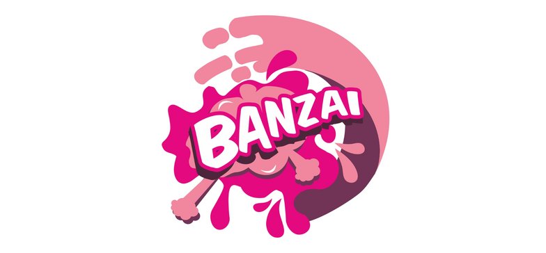 Różowy logotyp MegaZjeżdżalni Banzai.